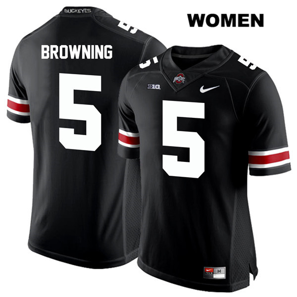 Ohio State Buckeyes Women's Baron Browning #5 White Number Black Authentic Nike College NCAA Stitched Football Jersey LU19H47QG